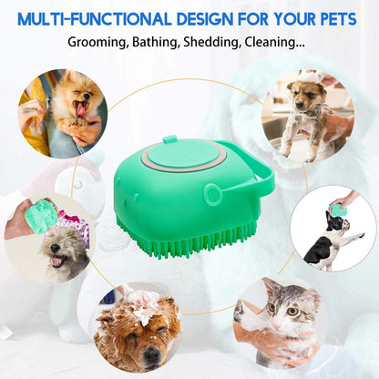Pet Grooming Tool: Massage Brush with Shampoo Dispenser