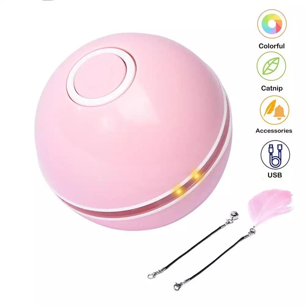 Interactive Cat Toy: Rolling Ball with Magnetic Feathers