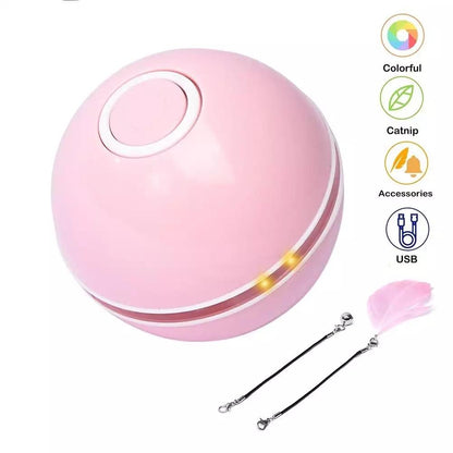 Interactive Cat Toy: Rolling Ball with Magnetic Feathers